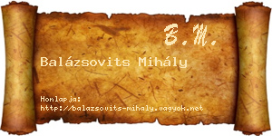 Balázsovits Mihály névjegykártya